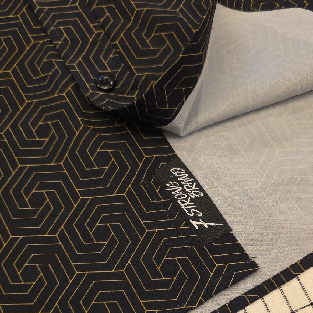 Stylish Black Patterned Button-Down Shirt For Men - image 4